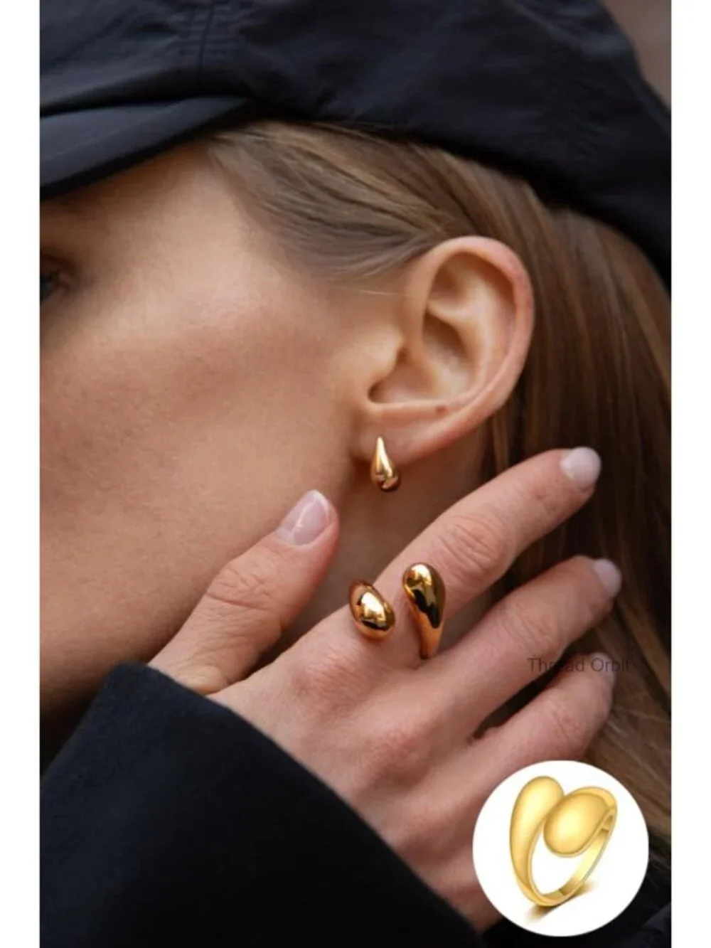 6 Chunky Dome Stacking Rings Set 18K Gold Plated Brass Statement